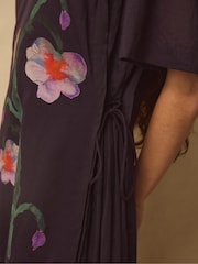 East Blue Filipa Watercolour Floral Midi Dress - Image 4 of 5