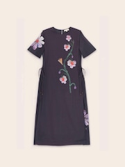 East Blue Filipa Watercolour Floral Midi Dress - Image 5 of 5