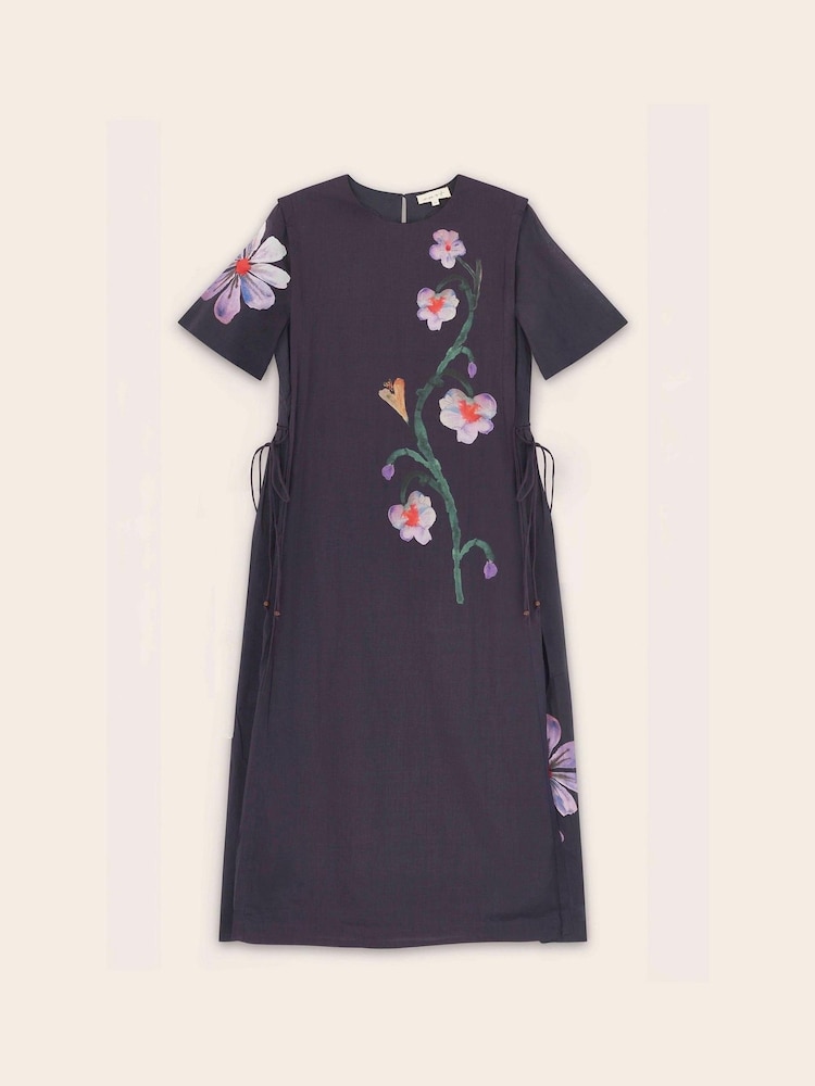 East Blue Filipa Watercolour Floral Midi Dress - Image 5 of 5 East Blue Filipa Watercolour Floral Midi Dress - Image 5 of 5
