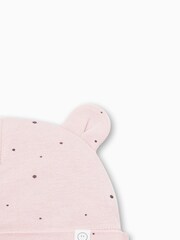 MORI Pink Organic Cotton Polka Dot Hat with Bear Ears - Image 2 of 2