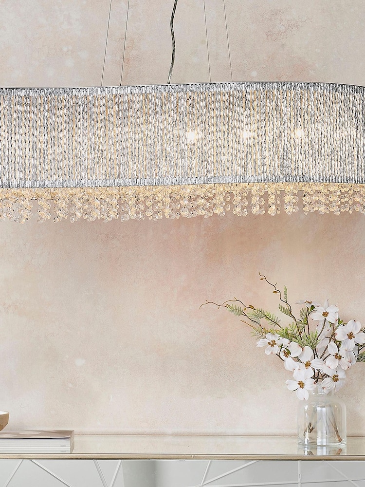 Gallery Home Silver Petra 8 Light Cluster Pendant Ceiling Light Pendant - Image 2 of 3