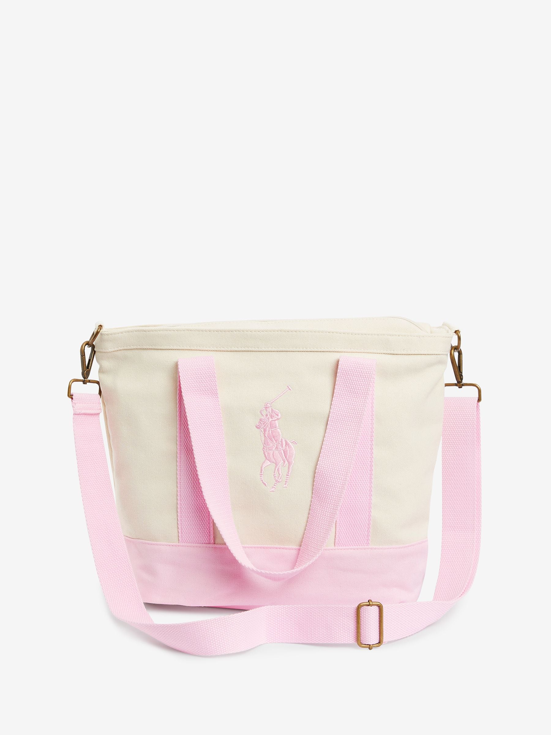 Buy Polo Ralph Lauren Pink Cotton Canvas Pony Logo Tote Bag from