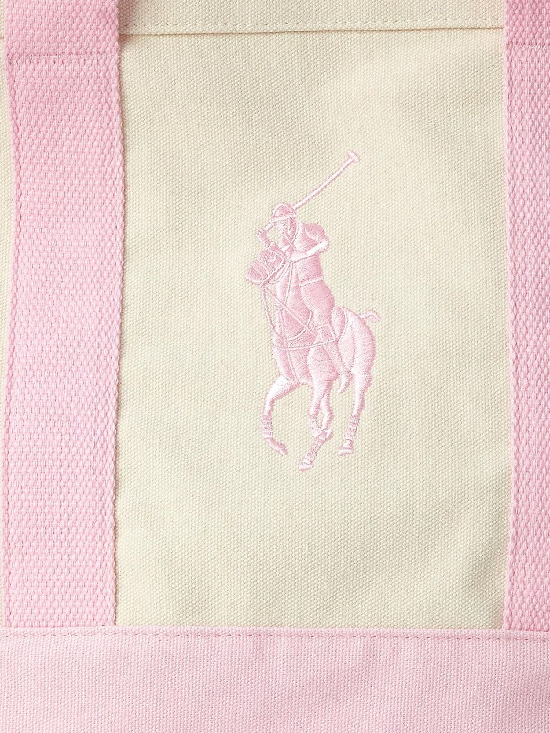 Buy Polo Ralph Lauren Pink Cotton Canvas Pony Logo Tote Bag from