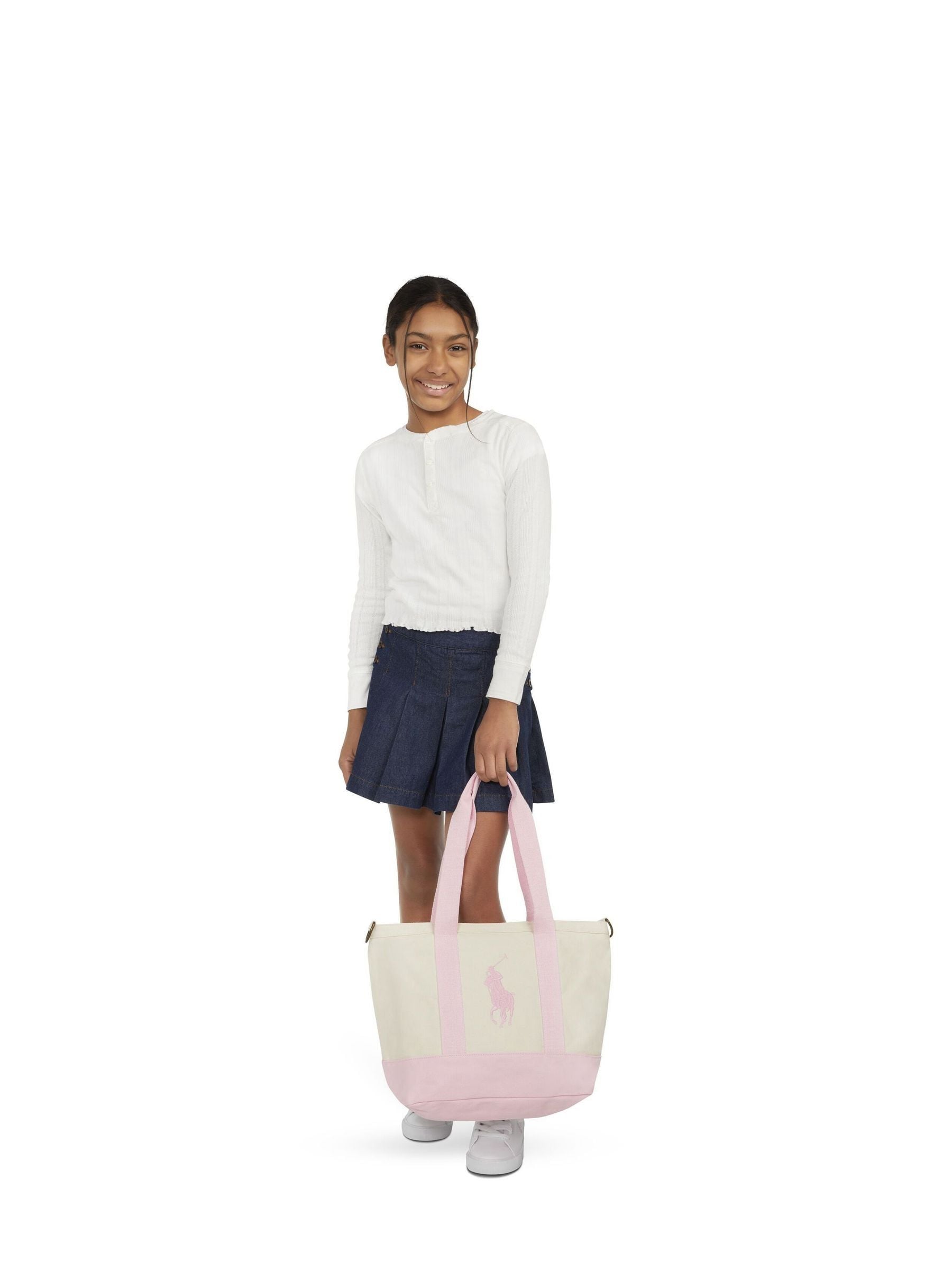 Buy Polo Ralph Lauren Pink Cotton Canvas Pony Logo Tote Bag from