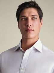 Charles Tyrwhitt Pink Egyptian Cotton Twill Mini Grid Check Shirt - Image 2 of 6