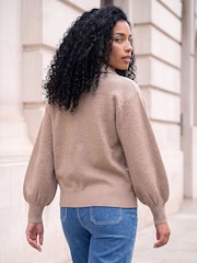 Roman Natural Knitted Bomber Jacket - Image 2 of 4