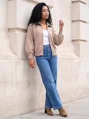 Roman Natural Knitted Bomber Jacket - Image 3 of 4