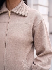 Roman Natural Knitted Bomber Jacket - Image 4 of 4