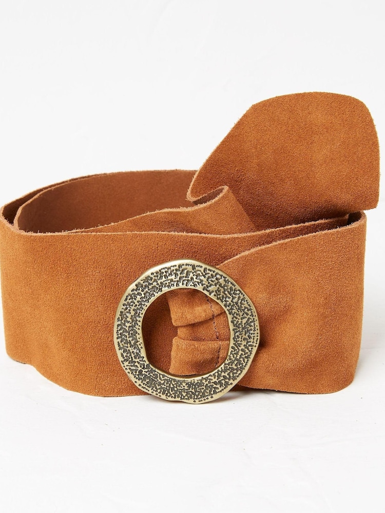 FatFace Brown Soft Suede Wide Belt - Image 1 of 3 FatFace Brown Soft Suede Wide Belt - Image 1 of 3