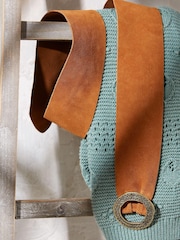 FatFace Brown Soft Suede Wide Belt - Image 2 of 3