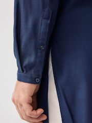 Navy Blue Regular Fit Signature 100% Cotton Kurta - Image 3 of 7