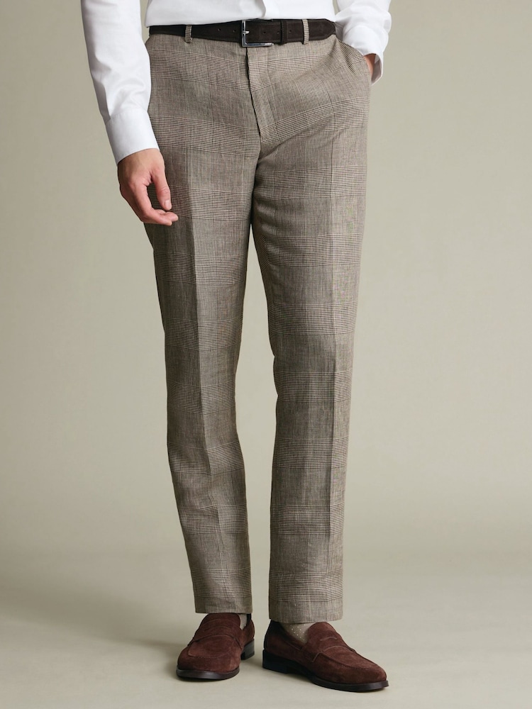 Charles Tyrwhitt Brown Linen Trousers - Image 1 of 10