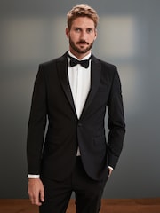 Noir - Ajustement régulier - Veste de costume Signature Tollegno italienne en laine - Image 1 of 8