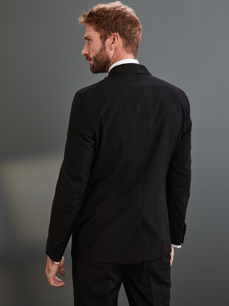 Noir - Ajustement régulier - Veste de costume Signature Tollegno italienne en laine - Image 3 of 8