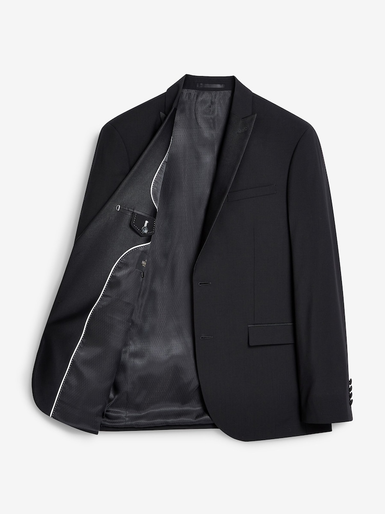 Noir - Ajustement régulier - Veste de costume Signature Tollegno italienne en laine - Image 8 of 8