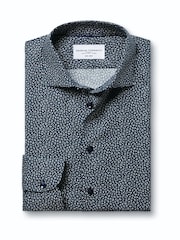 Charles Tyrwhitt Blue Non-Iron Stretch Leaf Print Shirt - Image 5 of 7