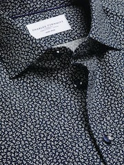 Charles Tyrwhitt Blue Non-Iron Stretch Leaf Print Shirt - Image 6 of 7