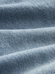 Mid Blue 100% Cotton Denim Wide Leg Dungarees - Image 7 of 7