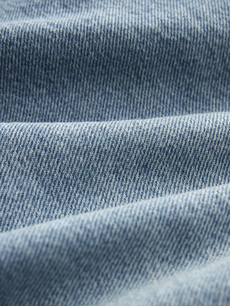 Mid Blue 100% Cotton Denim Wide Leg Dungarees - Image 7 of 7