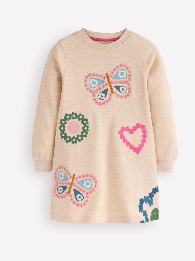 Boden Cream Ida Sweatshirt Appliqué Dress - Image 1 of 3 Boden Cream Ida Sweatshirt Appliqué Dress - Image 1 of 3