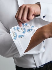 Charles Tyrwhitt White Non-Iron Stretch Printed Trim Shirt - Image 5 of 8
