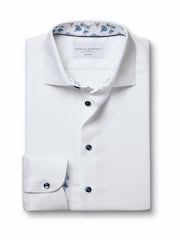 Charles Tyrwhitt White Non-Iron Stretch Printed Trim Shirt - Image 6 of 8