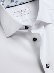 Charles Tyrwhitt White Non-Iron Stretch Printed Trim Shirt - Image 7 of 8