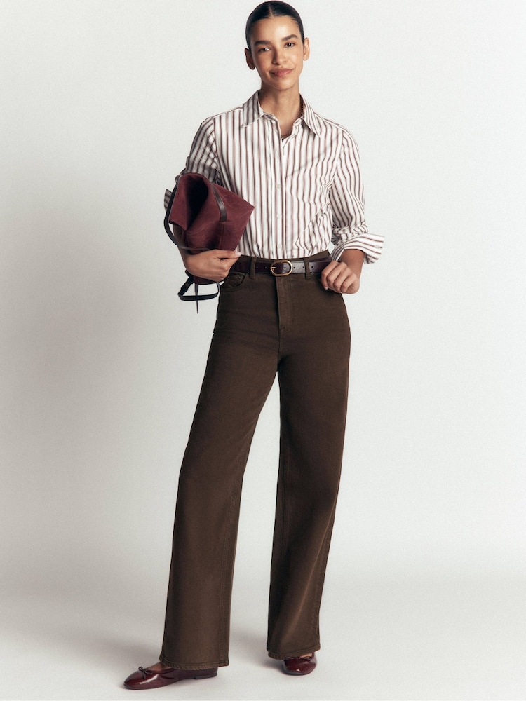 Boden Brown High Rise Wide Leg Jeans - Image 1 of 6