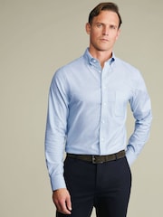 Charles Tyrwhitt Blue Non-Iron Stretch Oxford Button Down Check Shirt - Image 1 of 7