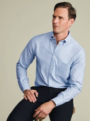 Charles Tyrwhitt Blue Non-Iron Stretch Oxford Button Down Check Shirt - Image 2 of 7