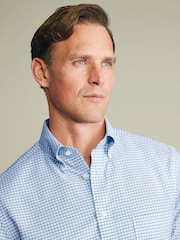 Charles Tyrwhitt Blue Non-Iron Stretch Oxford Button Down Check Shirt - Image 3 of 7