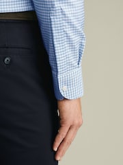 Charles Tyrwhitt Blue Non-Iron Stretch Oxford Button Down Check Shirt - Image 4 of 7