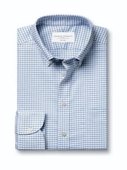 Charles Tyrwhitt Blue Non-Iron Stretch Oxford Button Down Check Shirt - Image 5 of 7