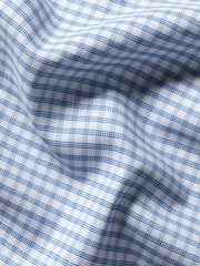 Charles Tyrwhitt Blue Non-Iron Stretch Oxford Button Down Check Shirt - Image 7 of 7