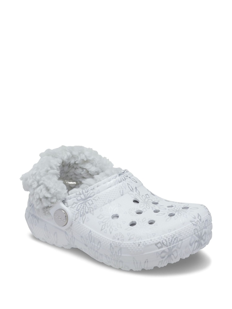 Crocs White Kids Classic Fleece Lined Clog - Image 2 of 5 Crocs White Kids Classic Fleece Lined Clog - Image 2 of 5