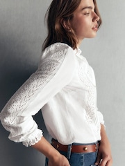 Boden Cream Cotton Broderie Top - Image 4 of 5