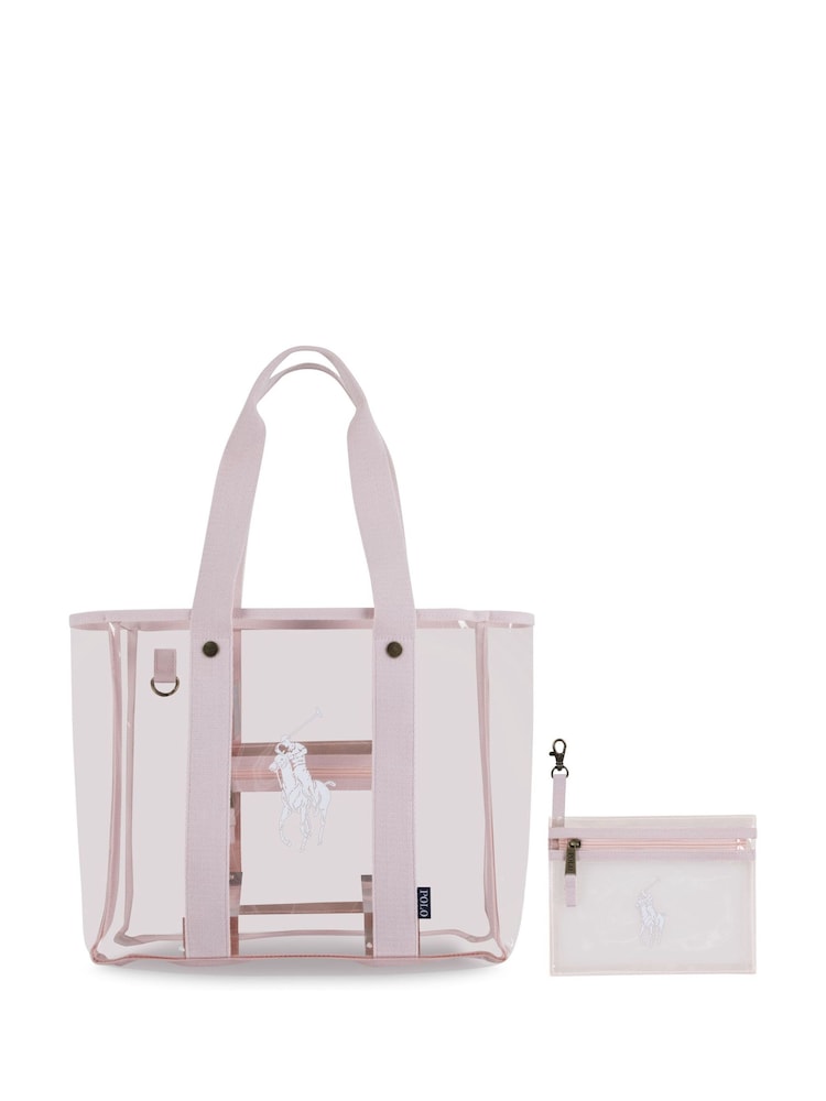 Polo Ralph Lauren Pink Pony Logo PU Tote Bag With Pouch - Image 1 of 7