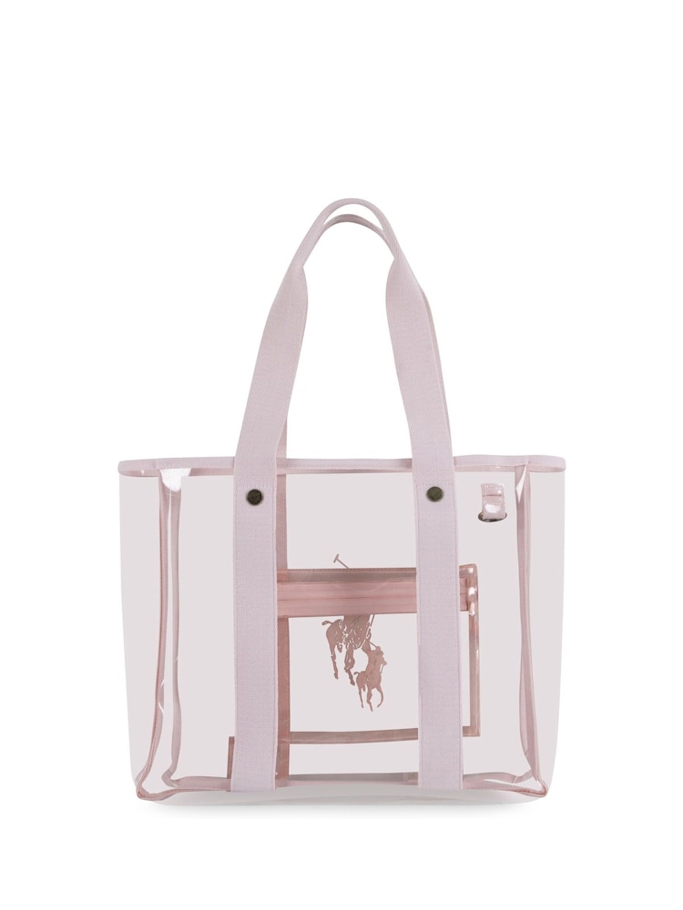 Polo Ralph Lauren Pink Pony Logo PU Tote Bag With Pouch - Image 2 of 7