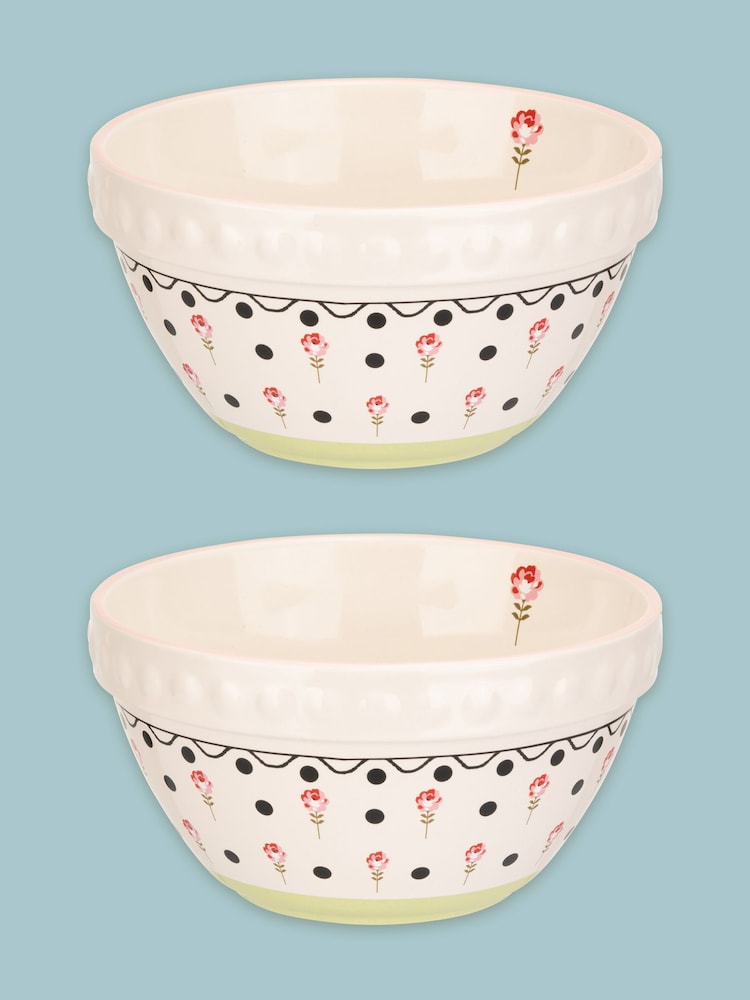 Cath Kidston Cream Ceramic Prep Bowl Set of 2 - Image 1 of 4