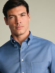 Charles Tyrwhitt Blue Non-Iron Stretch Oxford Button Down Shirt - Image 3 of 7