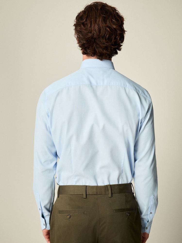 Light Blue Slim Fit Trimmed Easy Care Single Cuff Oxford Shirt - Image 3 of 9