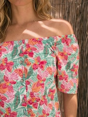 Roman Red Burnout Print Button Top - Image 4 of 4