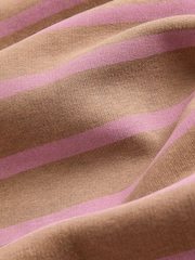 Neutral/Blush Pink Layered Spliced Stripe T-Shirt Overlay Sweatshirt - Image 6 of 6