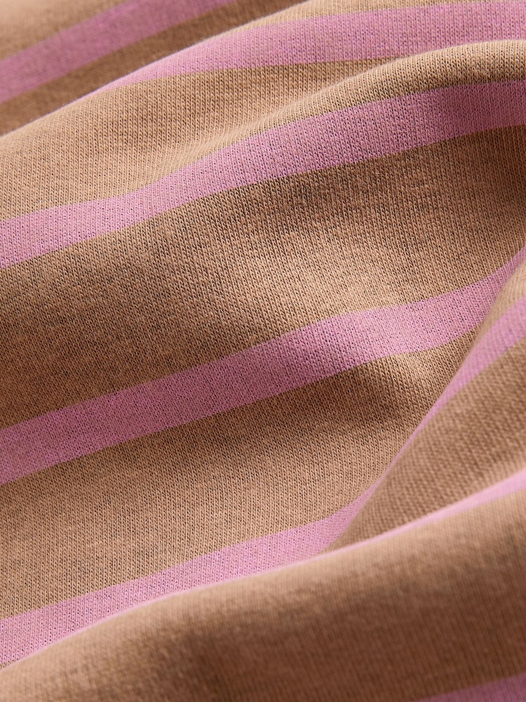 Neutral/Blush Pink Layered Spliced Stripe T-Shirt Overlay Sweatshirt - Image 6 of 6