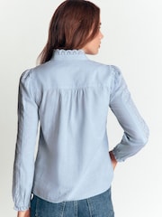 Boden Blue Cotton Broderie Top - Image 3 of 4