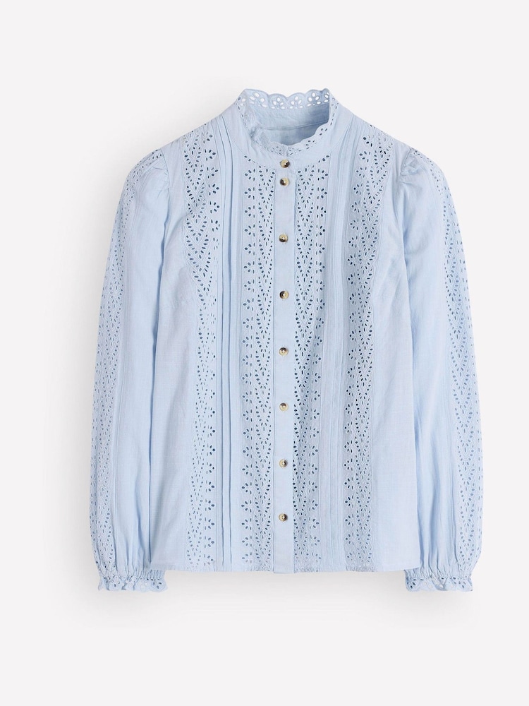 Boden Blue Cotton Broderie Top - Image 4 of 4 Boden Blue Cotton Broderie Top - Image 4 of 4