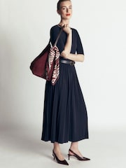 Boden Blue Pleated Jersey Midi Dress - Image 1 of 6