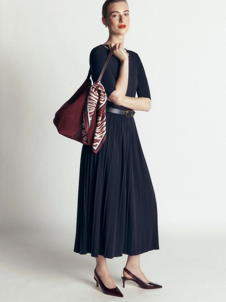 Boden Blue Pleated Jersey Midi Dress - Image 1 of 6 Boden Blue Pleated Jersey Midi Dress - Image 1 of 6