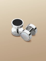 Charles Tyrwhitt Grey Mother Of Pearl And Onyx Evening Cufflinks - Image 1 of 2