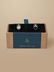 Charles Tyrwhitt Grey Mother Of Pearl And Onyx Evening Cufflinks - Image 2 of 2